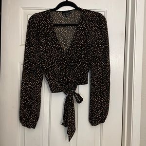 Lucy Paris black and pink tie blouse